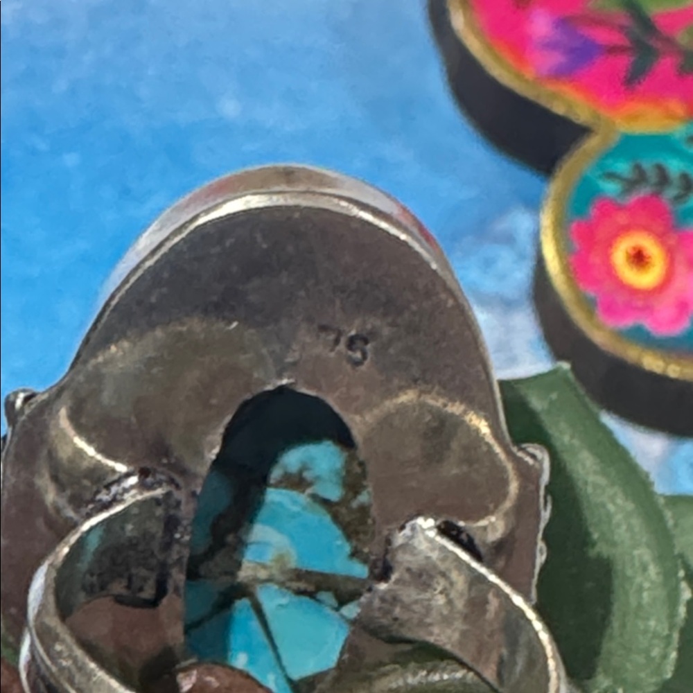 Copper Turquoise Silver Ring - image 6